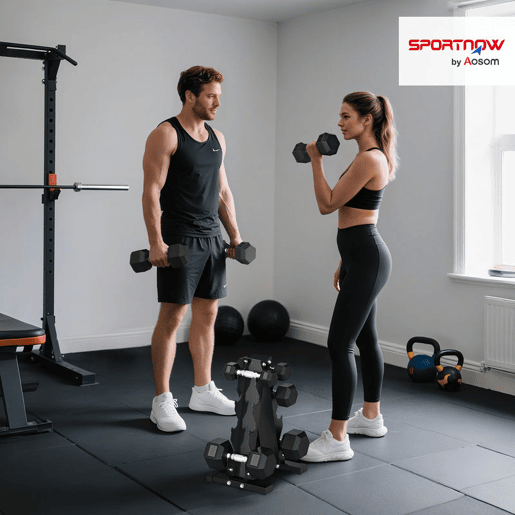 SPORTNOW Conjunto de Halteres de 8 Peças 50 kg Halteres Hexagonais 2x2kg 2x5kg 2x8kg 2x10kg com Suporte de Armazenamento e Punho Antiderrapante para Treino em Casa e Ginásio Preto