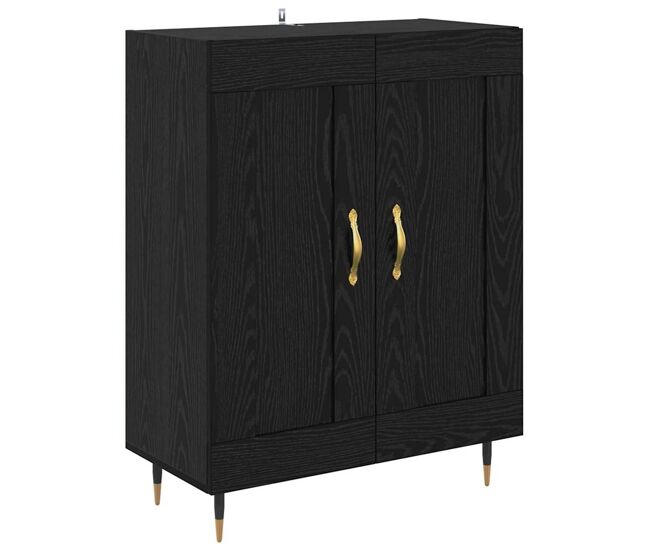 Aparador - mueble de almacenamiento roble negro 69,5 x 34 x 90 cm madera de ingeniería es5005