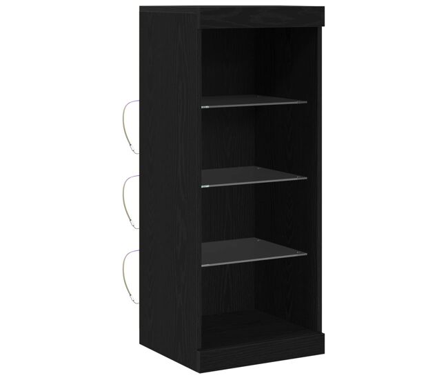 Aparador - mueble de almacenamiento led roble negro 41 x 37 x 100 cm madera de ingeniería es4200