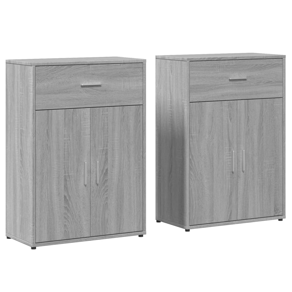 Aparador - Mueble de almacenamiento 2 uds 60 Roble/ Gris