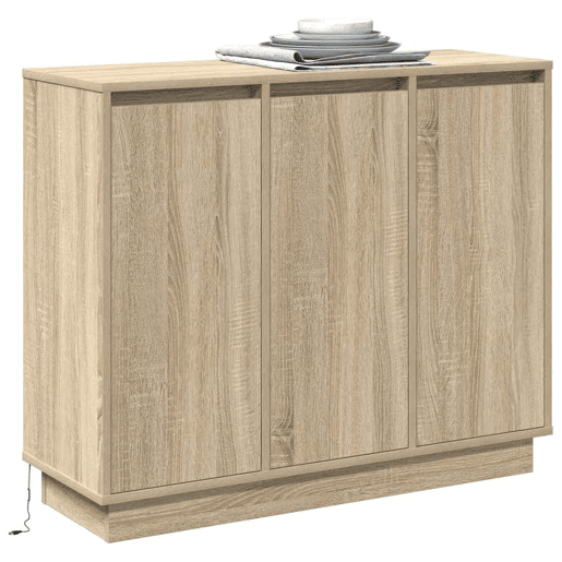 Aparador - Bufete - Móvei de apoio LED Carvalho Sonoma 90 x 32 x 75 cm Madeira processada pt4211