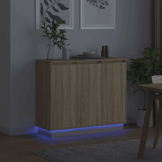 Aparador - Bufete - Móvei de apoio LED Carvalho Sonoma 90 x 32 x 75 cm Madeira processada pt4211