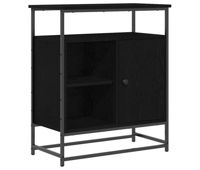 Aparador - mueble de almacenamiento roble negro 69 x 35 x 80 cm madera de ingeniería es4996