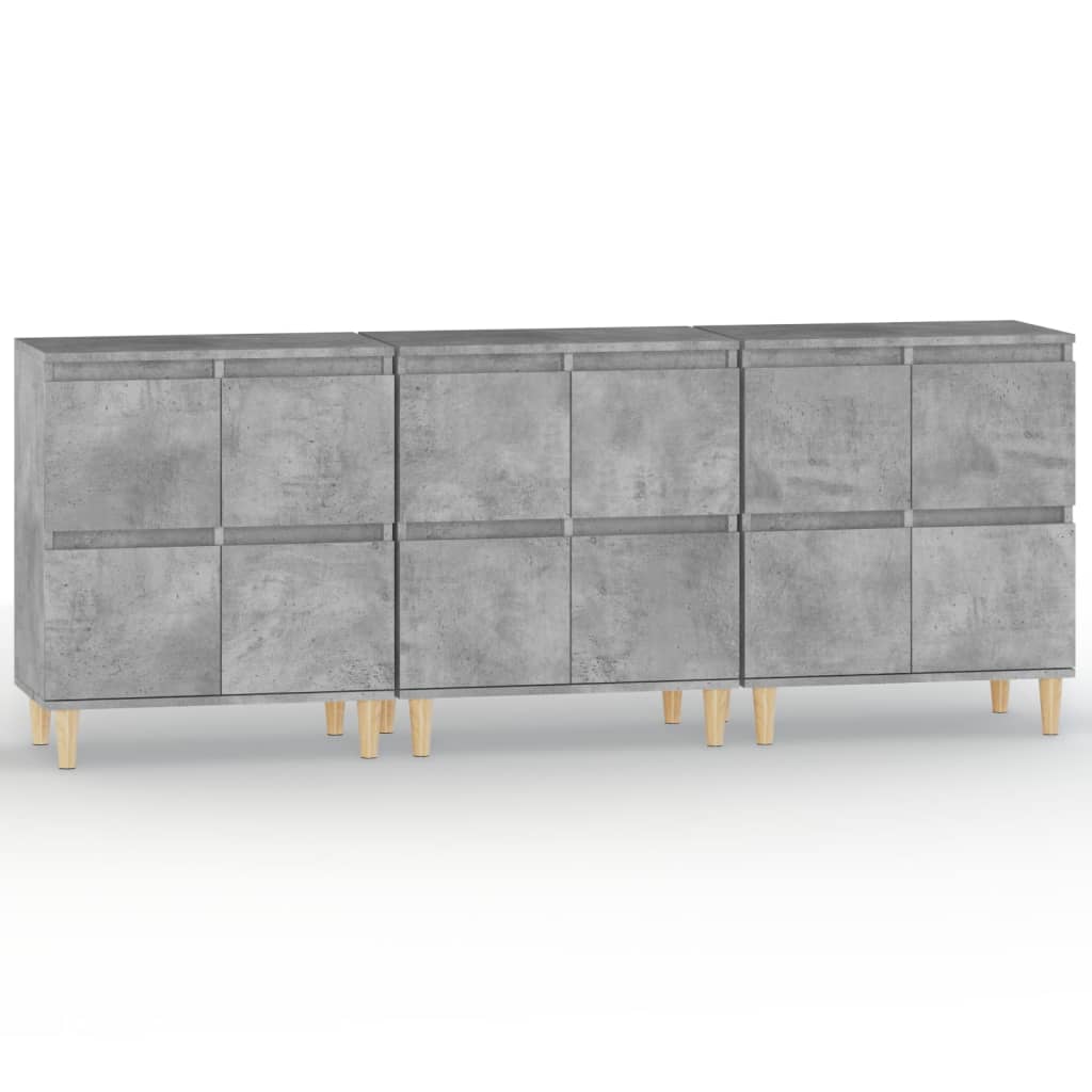 Aparador - Mueble de almacenamiento 3 uds 60 Gris