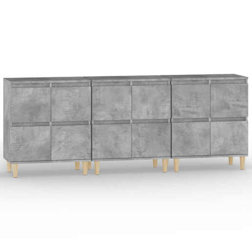 Aparadores - Bufetes - Móveis de apoio 3 pcs 60x35x70 cm derivados de madeira cinza cimento pt5306