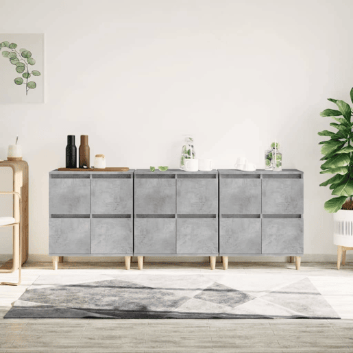 Aparadores - Bufetes - Móveis de apoio 3 pcs 60x35x70 cm derivados de madeira cinza cimento pt5306