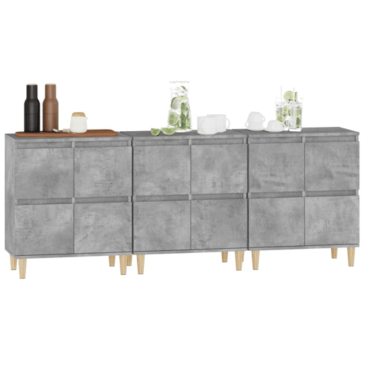 Aparadores - Bufetes - Móveis de apoio 3 pcs 60x35x70 cm derivados de madeira cinza cimento pt5306