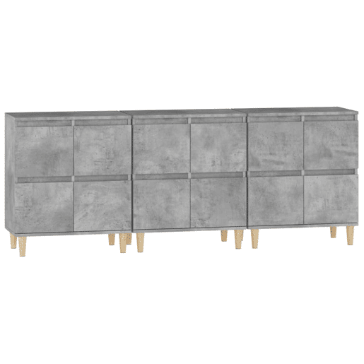 Aparadores - Bufetes - Móveis de apoio 3 pcs 60x35x70 cm derivados de madeira cinza cimento pt5306