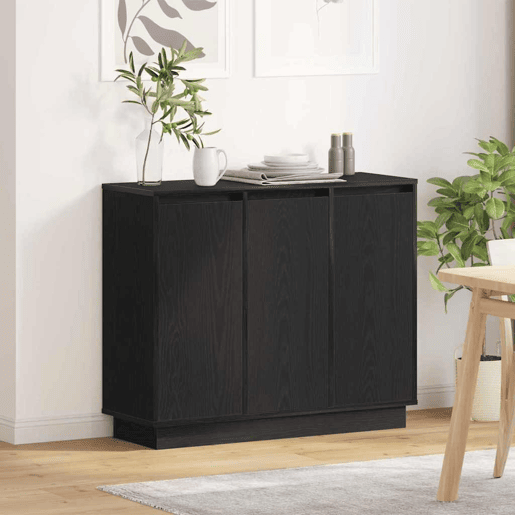 Aparador - Bufete - Móvei de apoio LED Carvalho Preto 90 x 32 x 75 cm Madeira processada pt4208