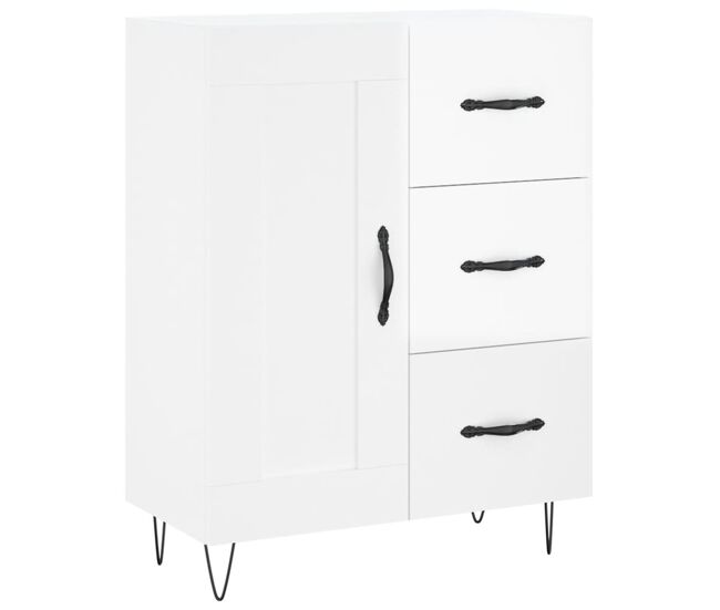 Aparador - mueble de almacenamiento de madera contrachapada blanco brillante 69,5x34x90 cm es2604