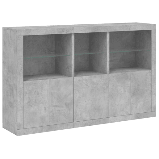 Aparador - Bufete - Móvei de apoio com luzes LED 162x37x100 cm cinzento cimento pt1944