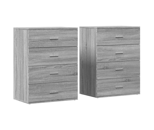 Aparador - muebles de almacenamiento 2 uds madera de ingeniería gris sonoma 60x39x80 cm es5200