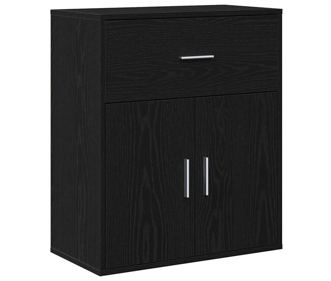 Aparador - mueble de almacenamiento roble negro 60 x 31 x 70 cm madera de ingeniería es4981
