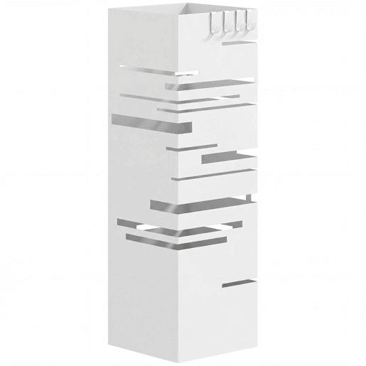 HOMCOM Suporte para Guarda Chuva Metálico com 4 Ganchos e Bandeja de Recolha de Gotas Removível Porta Guarda Chuva Branco para Entrada Escritório 15,5x15,5x49 cm Branco