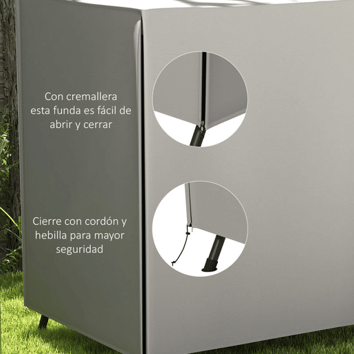Outsunny Capa de Proteção para Baloiço de Jardim Exterior em Tecido Oxford 600D com 2 Fechos Impermeável 177x114x152 cm Cinzento