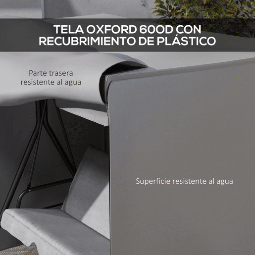 Outsunny Capa de Proteção para Baloiço de Jardim Exterior em Tecido Oxford 600D com 2 Fechos Impermeável 177x114x152 cm Cinzento
