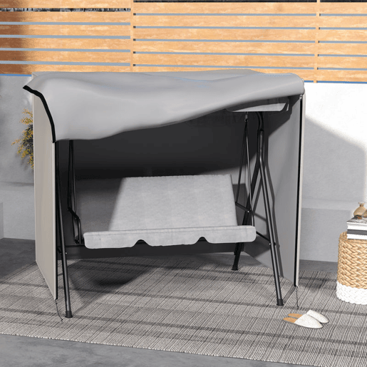 Outsunny Capa de Proteção para Baloiço de Jardim Exterior em Tecido Oxford 600D com 2 Fechos Impermeável 177x114x152 cm Cinzento