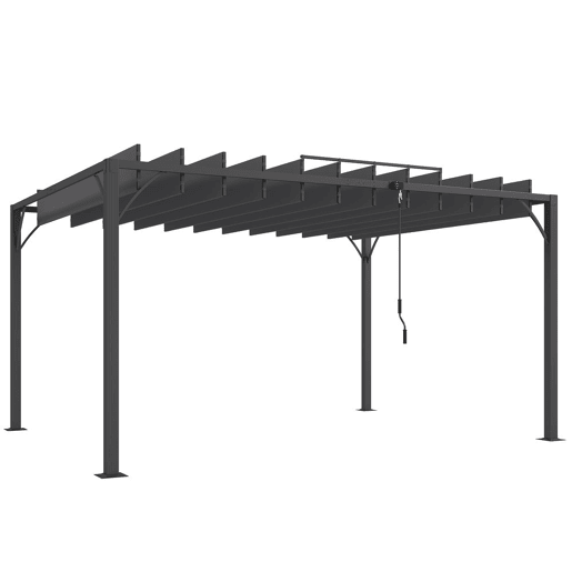 Outsunny Pérgola 390x295x213 cm para Jardim com Desenho de Lâminas Superiores Giratórias até 135° Proteção UV 50+ e Estrutura de Aço para Pátio Terraço Varanda Cinza