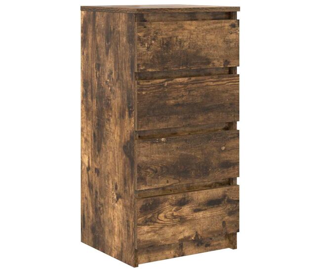 Aparador - mueble de almacenamiento roble ahumado 37,5x35x76 cm madera de ingeniería es4849