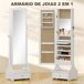 Armario Joyero MDF, Vidrio HOMCOM, hogar - decoración Armario Joyero MDF, Vidrio HOMCOM, hogar - decoración Blanco
