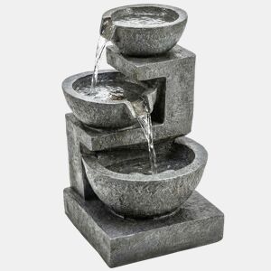 Outsunny Fonte de Água Decorativa com Iluminação LED e Bomba Fonte de Jardim Exterior em Cascata de 3 Níveis Resistente às Intempéries para Jardim Pátio Terraço 40x37x61 cm Multicolor