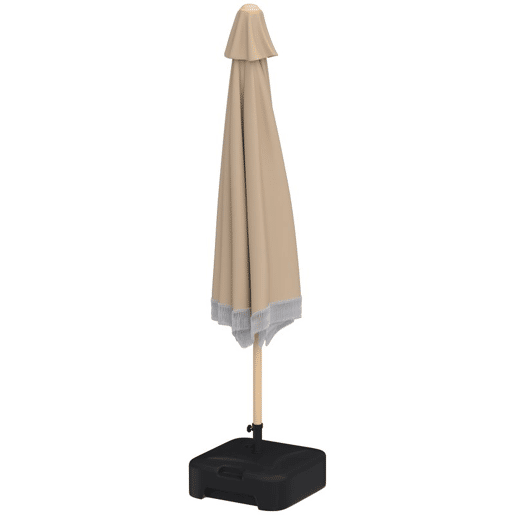 Outsunny Chapéu de Sol para Terraço Exterior Ø266x238 cm Chapéu de Sol de Jardim com Ângulo Ajustável 30° Manivela Franjas e Ventilação, Impermeável Parasol para Terraço Praia Pátio Varanda Caqui