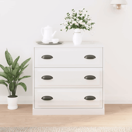 Aparador - Bufete - Móvei de apoio 70x35,5x67,5 cm derivados de madeira branco brilhante pt4216