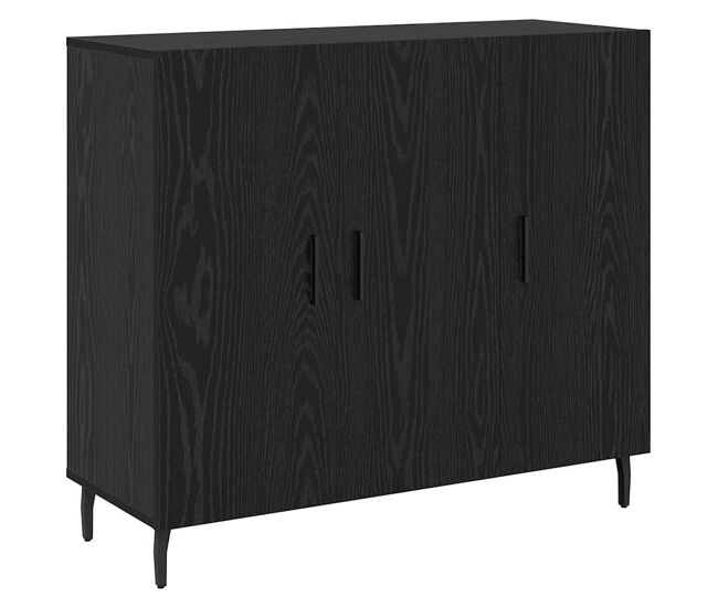Aparador - mueble de almacenamiento roble negro 90 x 34 x 80 cm madera de ingeniería es5029