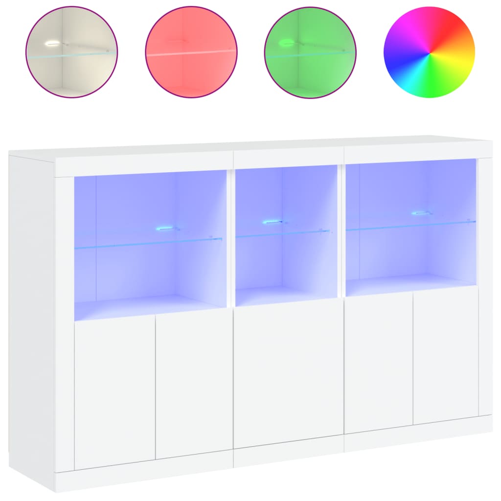 Aparador - mueble de almacenamiento con luces led blanco 162x37x100 cm es1914