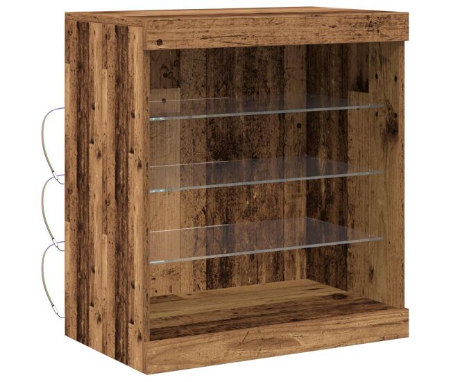 Aparador - mueble de almacenamiento led madera vieja 60,5 x 37 x 67 cm es4166