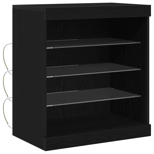 Aparador - Bufete - Móvei de apoio LED Carvalho Preto 60,5 x 37 x 67 cm pt4206