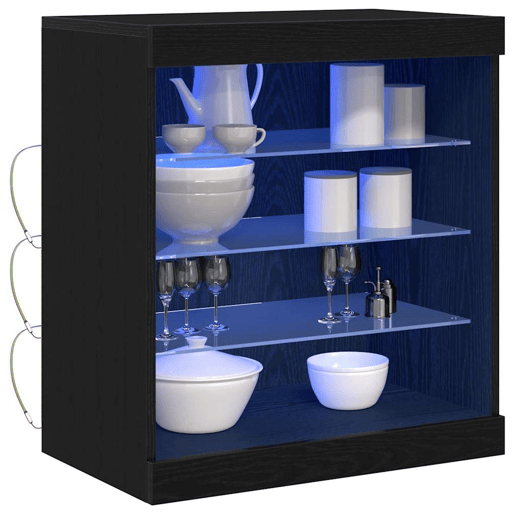 Aparador - Bufete - Móvei de apoio LED Carvalho Preto 60,5 x 37 x 67 cm pt4206