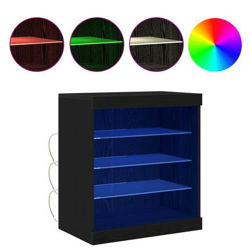 Aparador - Bufete - Móvei de apoio LED Carvalho Preto 60,5 x 37 x 67 cm pt4206
