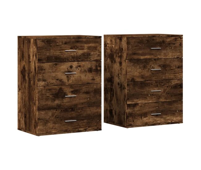 Aparador - muebles de almacenamiento 2 uds madera de ingeniería roble ahumado 60x39x80 cm es5222