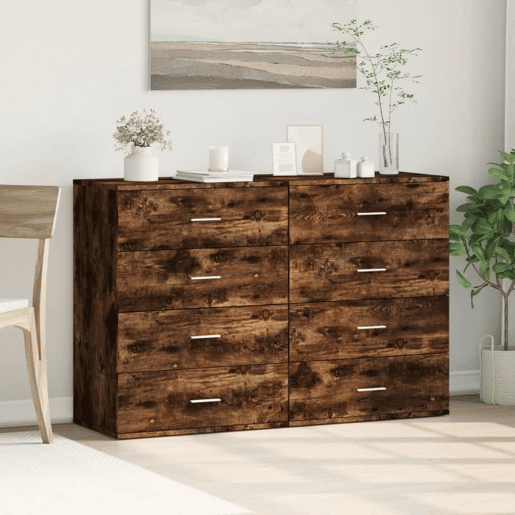 Aparadores - Bufetes - Móveis de apoio 2 pcs 60x39x80 cm derivados madeira carvalho fumado pt5222