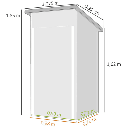 Outsunny Abrigo Exterior Metálico 107,5x91x185 cm Abrigo de Jardim com Teto Inclinado Porta com Trinco Ventilação e Luvas Abrigo de Armazenamento para Ferramentas Verde