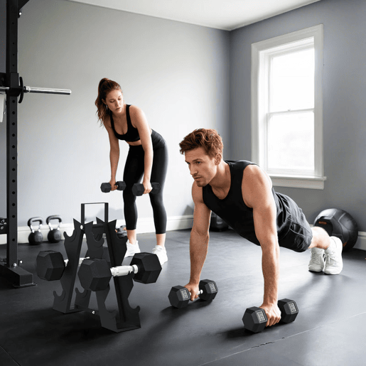 SPORTNOW Conjunto de Halteres de 6 Peças 36 kg Halteres Hexagonais 2x4kg 2x6kg 2x8kg com Suporte de Armazenamento e Punho Antiderrapante para Treino em Casa ou Ginásio Preto