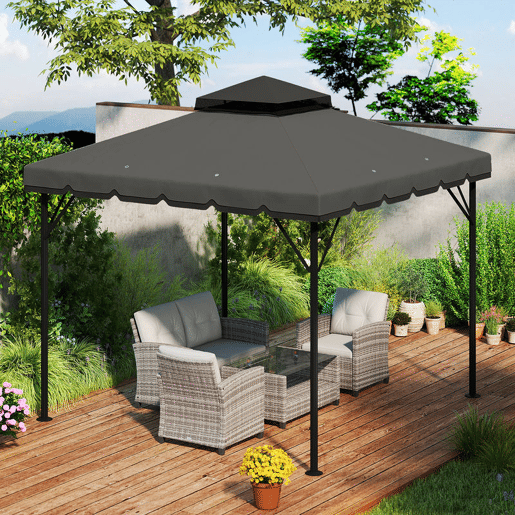 Outsunny Teto de Substituição para Pérgola 3x3 m Cobertura com Teto Duplo 8 Orifícios de Drenagem e Proteção UPF 30+ APENAS Toldo de Substituição Cinzento Claro