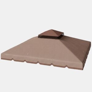 Outsunny Teto de Substituição para Pérgola 3x3 m Cobertura com Teto Duplo 8 Orifícios de Drenagem e Proteção UPF 30+ APENAS Toldo de Substituição Caqui