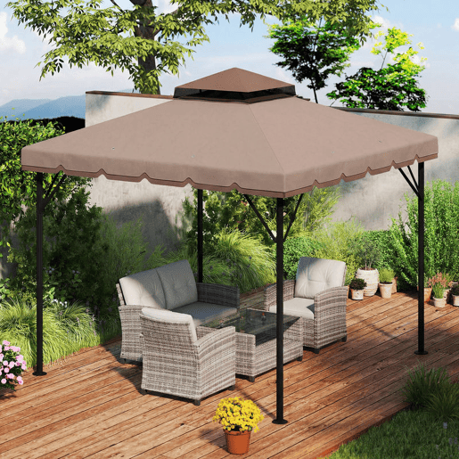 Outsunny Teto de Substituição para Pérgola 3x3 m Cobertura com Teto Duplo 8 Orifícios de Drenagem e Proteção UPF 30+ APENAS Toldo de Substituição Caqui