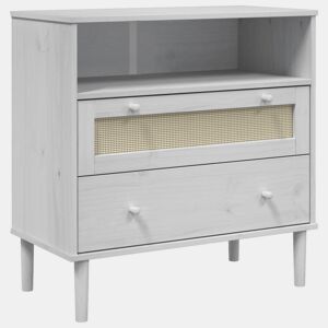 Aparador - Bufete - Móvei de apoio aspeto de vime 80x40x80 cm pinho maciço branco pt1649