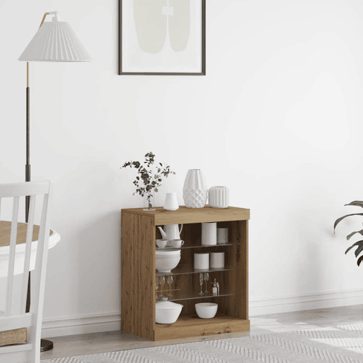 Aparador - Bufete - Móvei de apoio LED Carvalho Artesanal 60,5 x 37 x 67 cm pt4195
