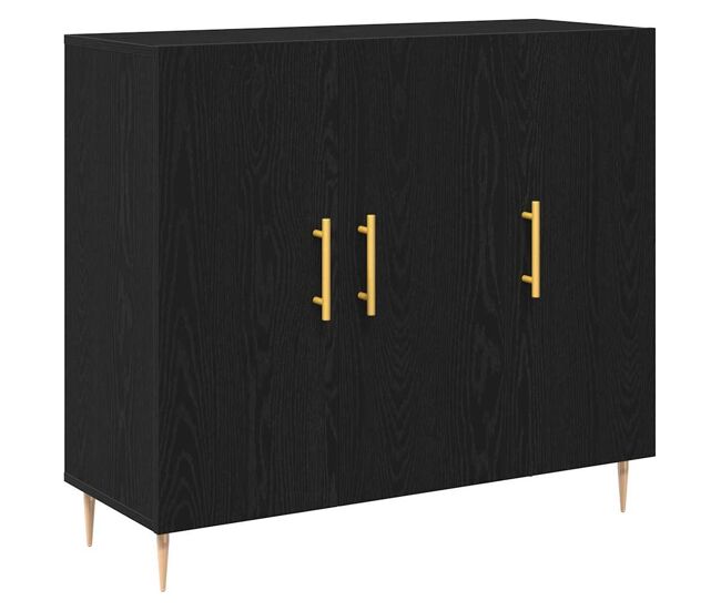 Aparador - mueble de almacenamiento roble negro 90 x 34 x 80 cm madera de ingeniería es5025