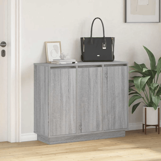Aparador - Bufete - Móvei de apoio LED Cinza Sonoma 90 x 32 x 75 cm Madeira processada pt4143