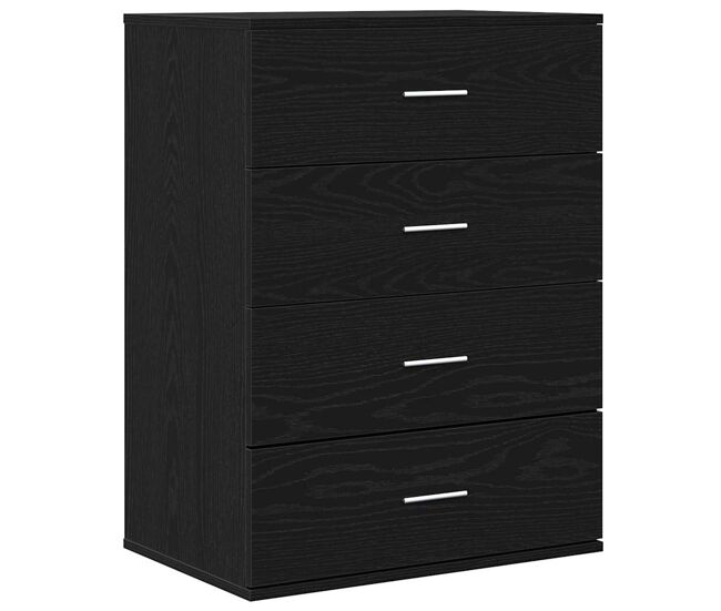 Aparador - mueble de almacenamiento roble negro 60 x 39 x 80 cm madera de ingeniería es4994