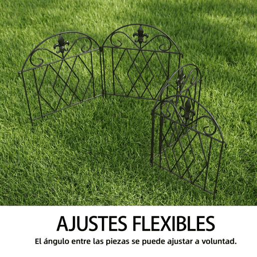 Outsunny Conjunto de 4 Cercas de Jardim em Metal 125x56 cm Cercas Decorativas para Jardim com Design Arqueado Resistentes e Fáceis de Instalar para Horta Pátio Terraço Relvado Preto