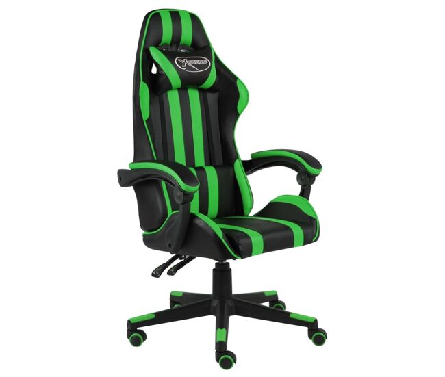 Silla gaming louren altura regulable con reposacabezas negro/verde 115-160x62x69 cm