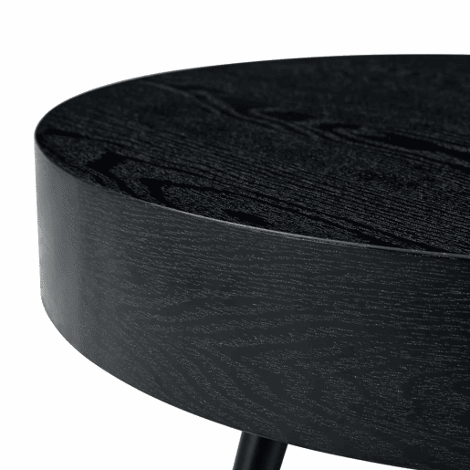 Mesa de café redonda 70 cm - Design minimalista, pernas de metal - Preto