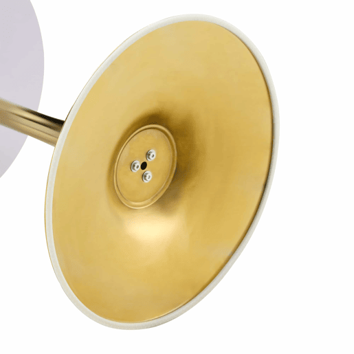 Mesa auxiliar redonda 60 cm - tampo em MDF com tecnologia termoformada, acabamento efeito madeira nogal, base metálica dourada - Nogal e Dourado