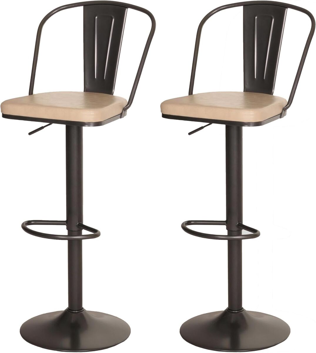 Conjunto de 2 taburetes de bar regulables en altura